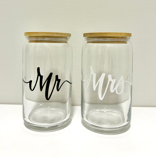 Mr. & Mrs. Glass Can Set 16oz