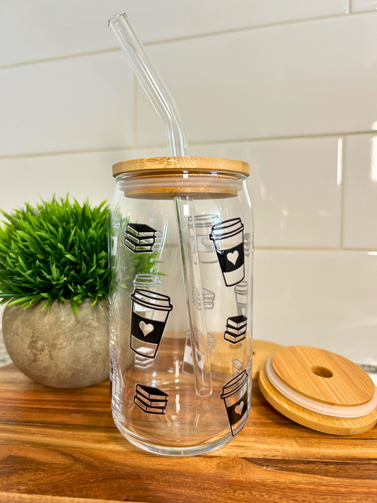 Book Lover Glass Can 16oz